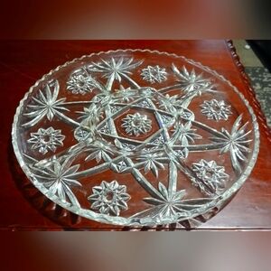 Anchor Hocking Prescut Clear Pattern - Cupped Edge Torte Plate 13.5"